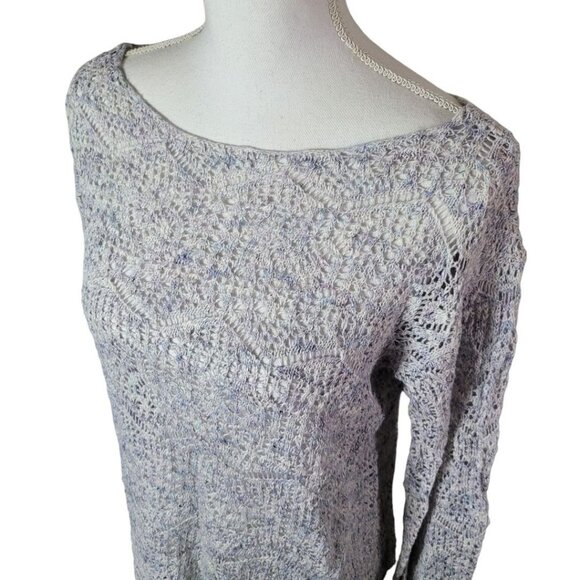 Maurices Sweater Crochet Knit Long Sleeve Gray Blue Womens Small Lightweight - Picture 11 of 11